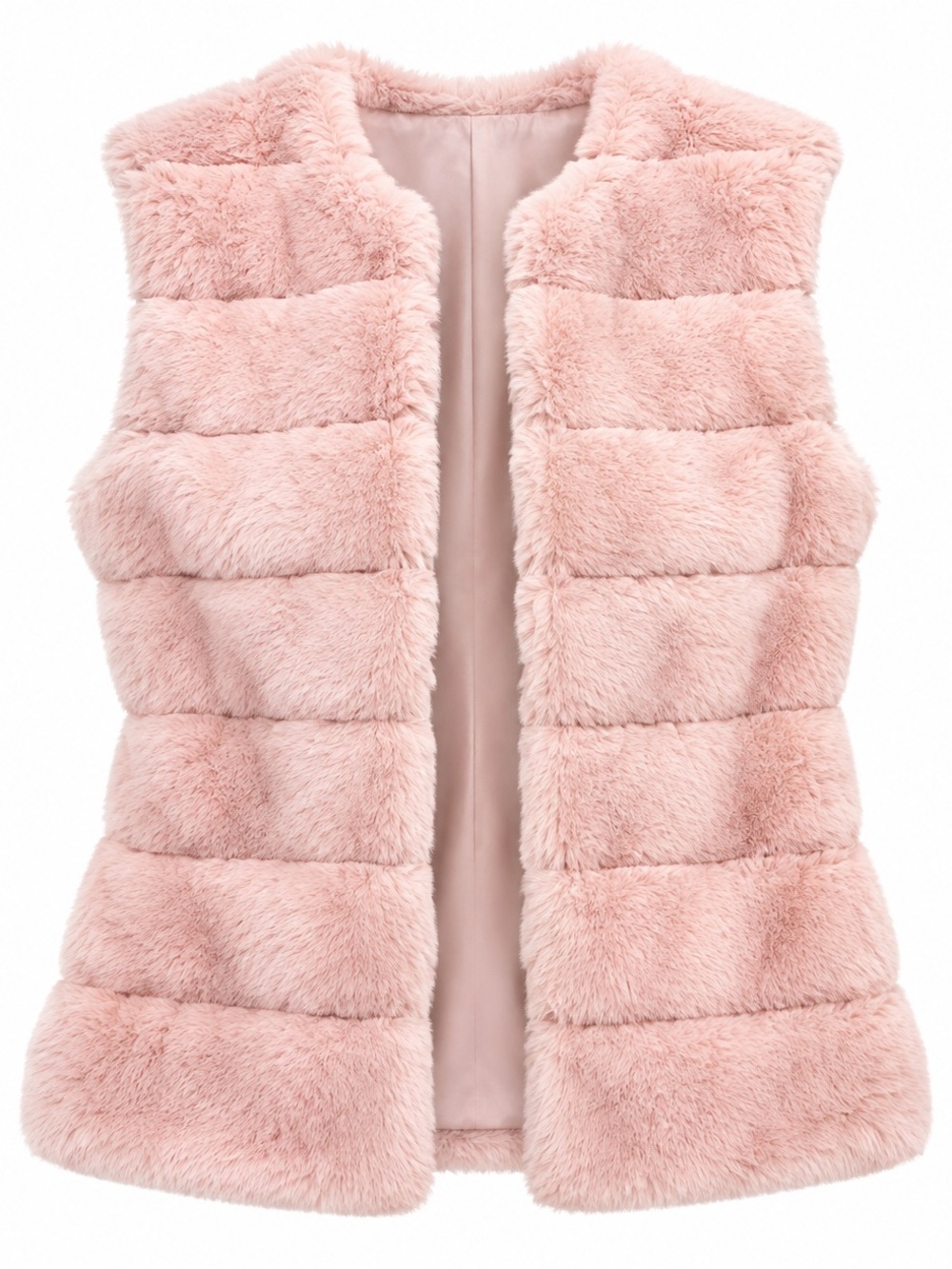 SHEIN Soft Pink Faux Fur Sleeveless Vest